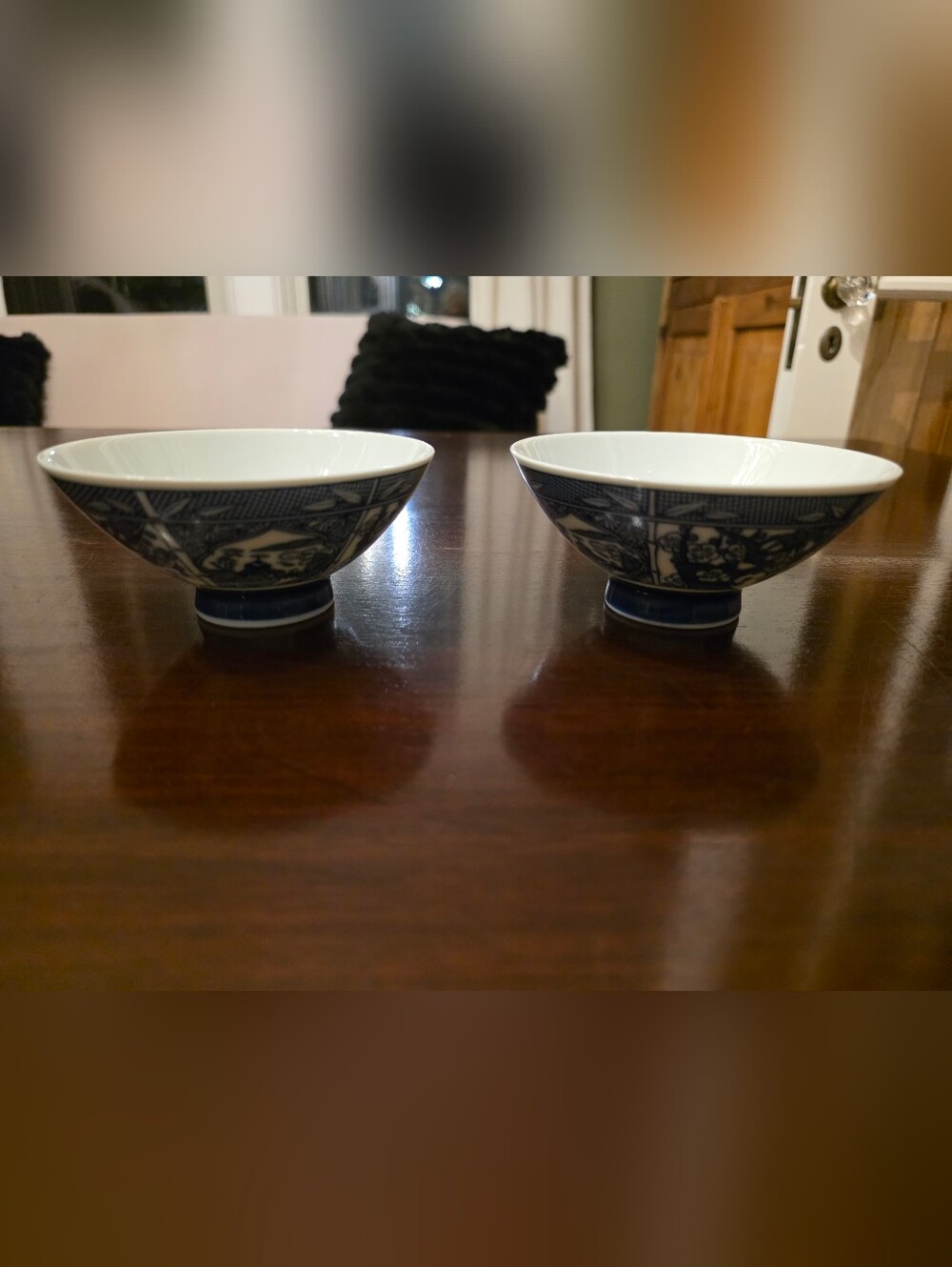 Blue and White Japanese Rice Bowls - Pair